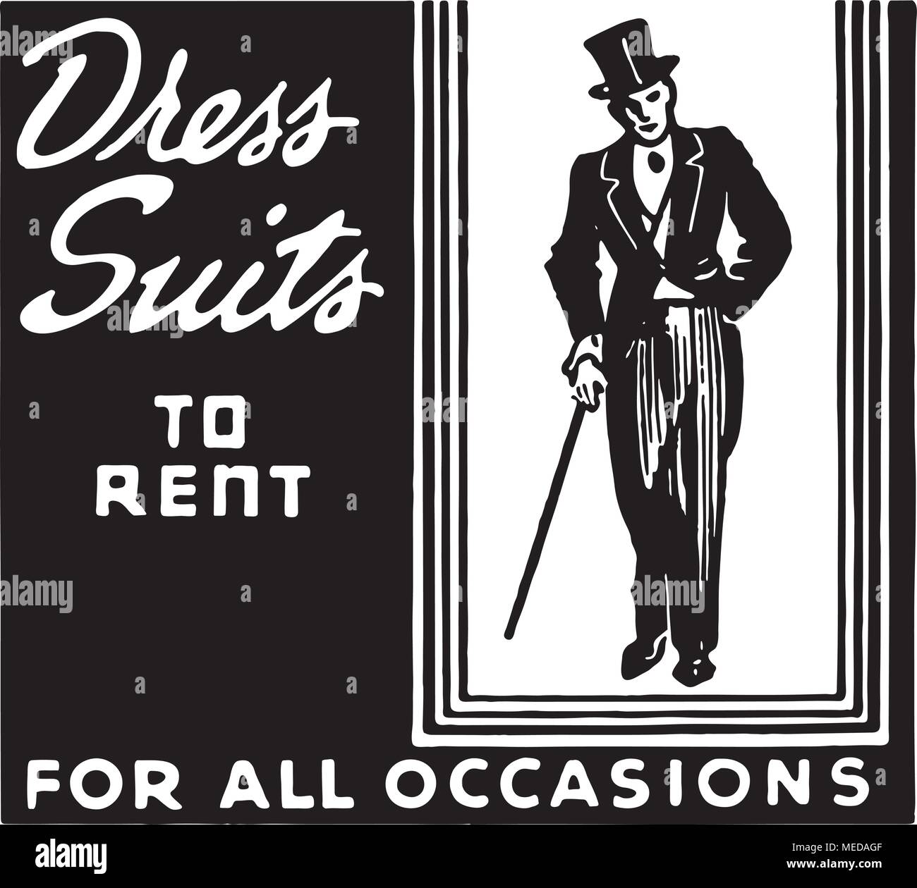 Dress Suits To Rent - Retro Ad Art Banner Stock Vector