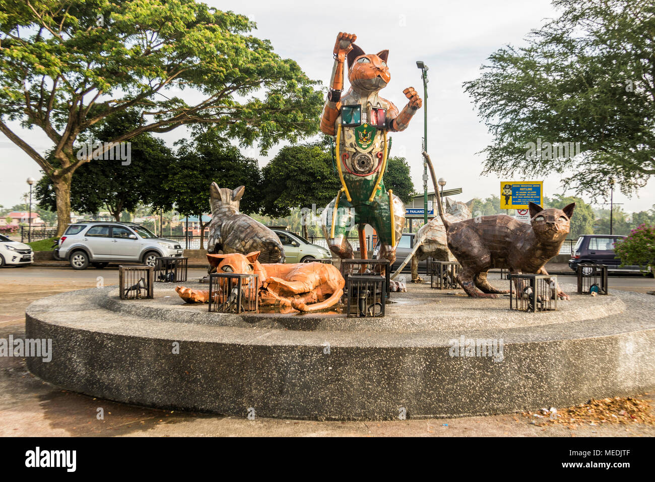Statues of Kuching cats Kuching Sarawak Borneo Stock Photo Alamy