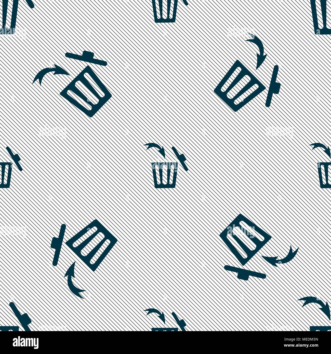 Recycle bin sign icon. Seamless pattern with geometric texture. Vector illustration Stock Vector