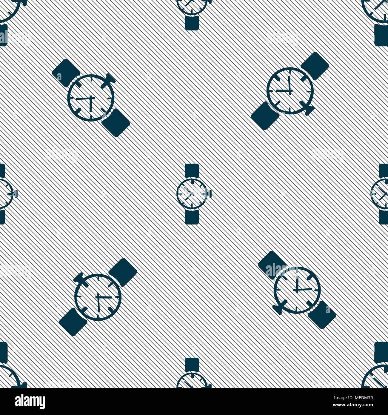 watches icon symbol . Seamless pattern with geometric texture. Vector ...