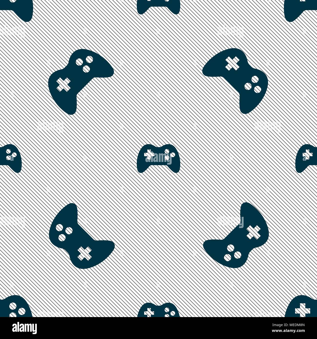 Joystick sign icon. Video game symbol. Seamless pattern with geometric ...