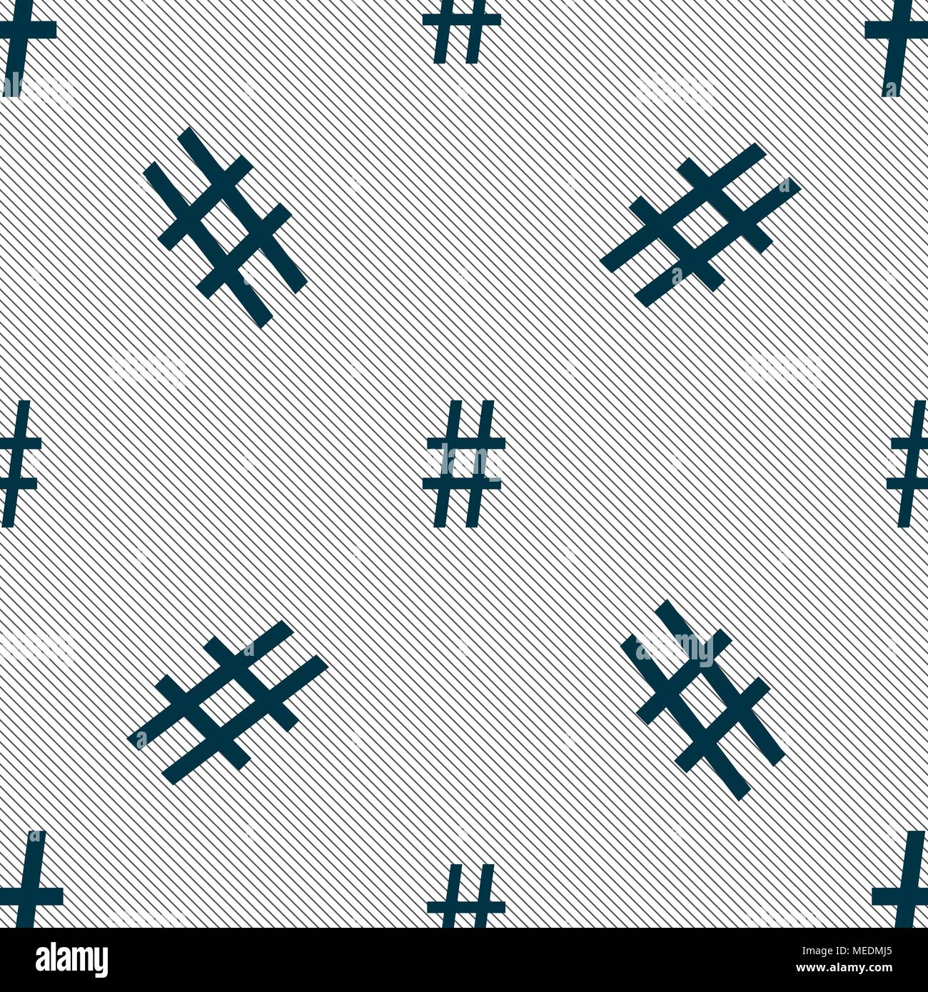 hash tag icon. Seamless pattern with geometric texture. Vector illustration Stock Vector