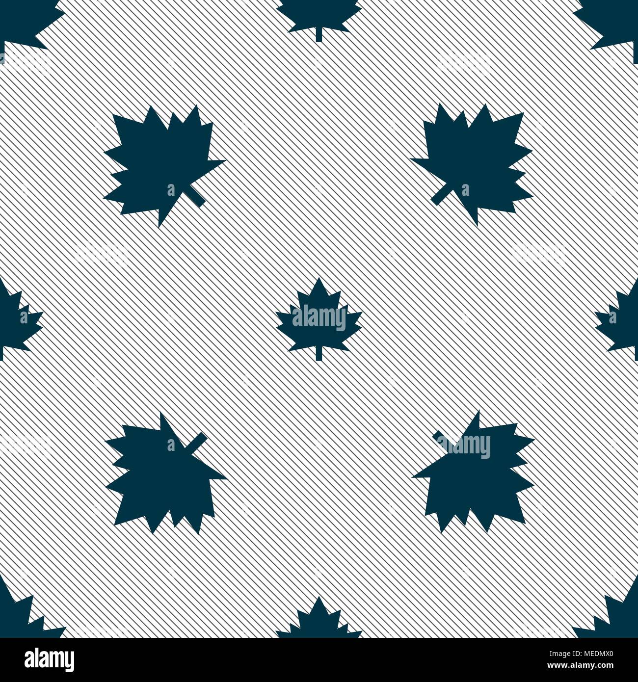 Maple leaf icon. Seamless pattern with geometric texture. Vector illustration Stock Vector