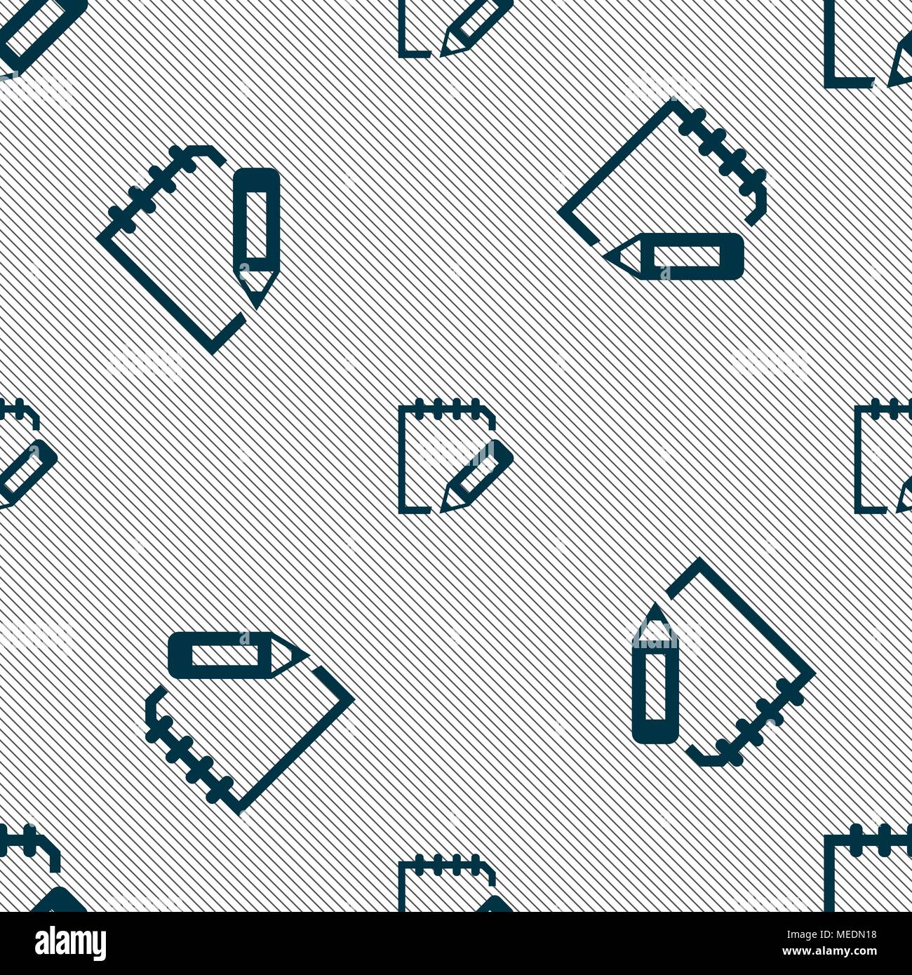 Edit document sign icon. Seamless pattern with geometric texture ...