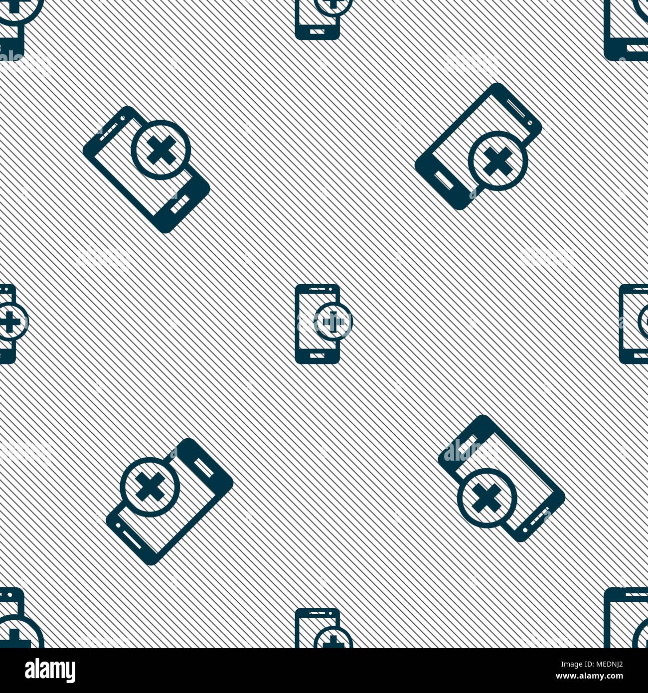 Mobile devices sign icon. with symbol plus. Seamless pattern with ...