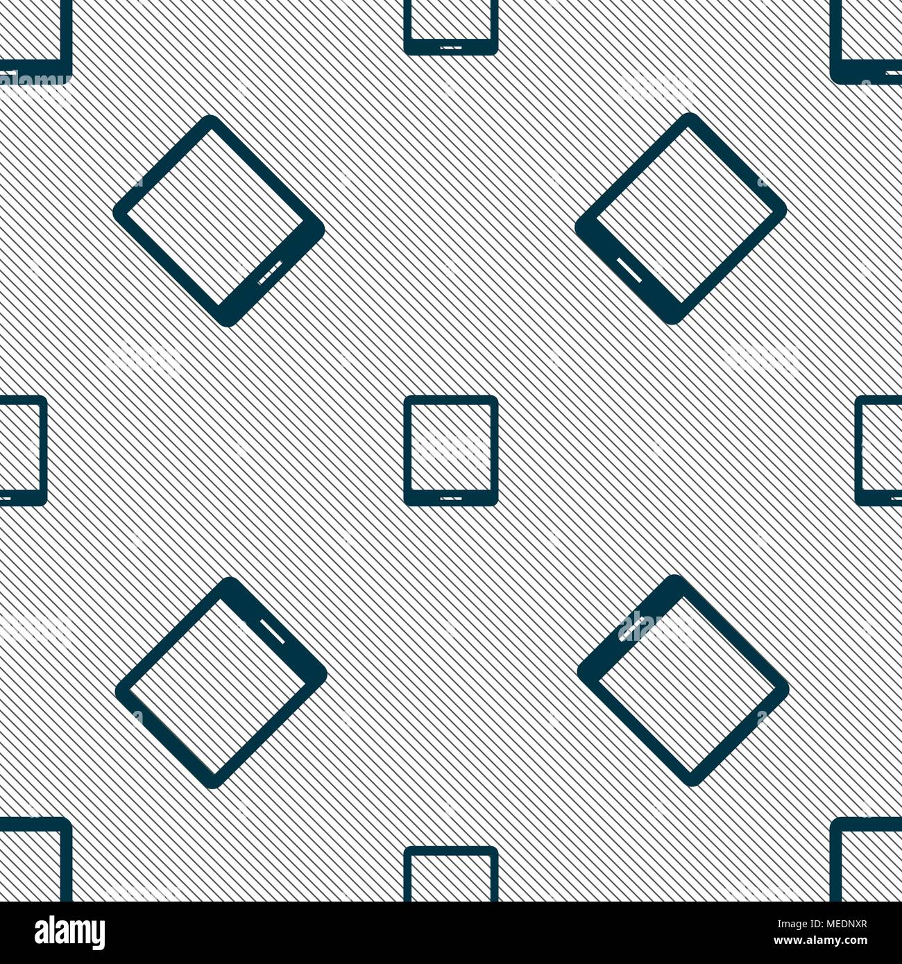 Tablet sign icon. smartphone button. Seamless pattern with geometric texture. Vector illustration Stock Vector
