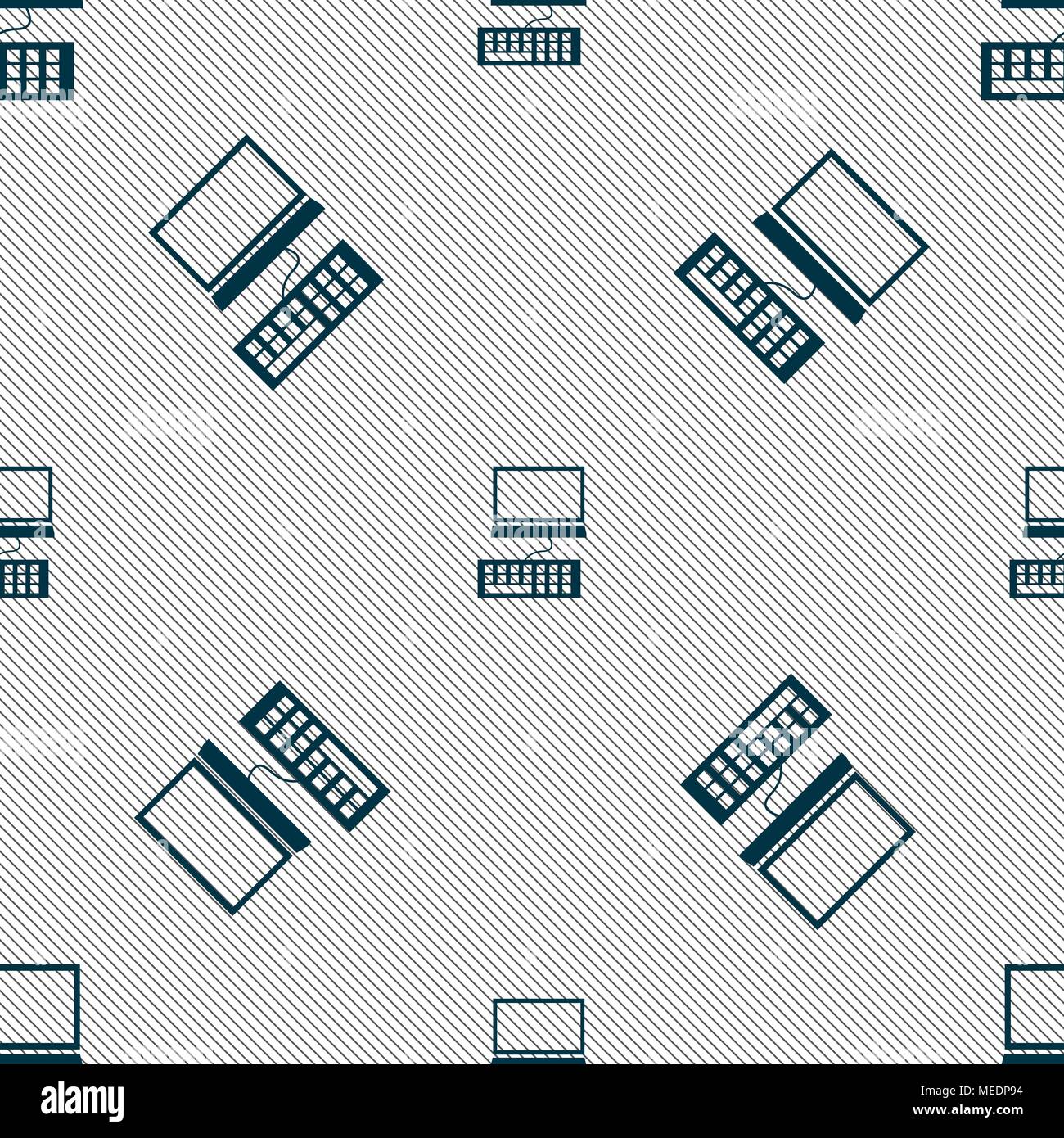 Computer monitor and keyboard Icon. Seamless pattern with geometric ...