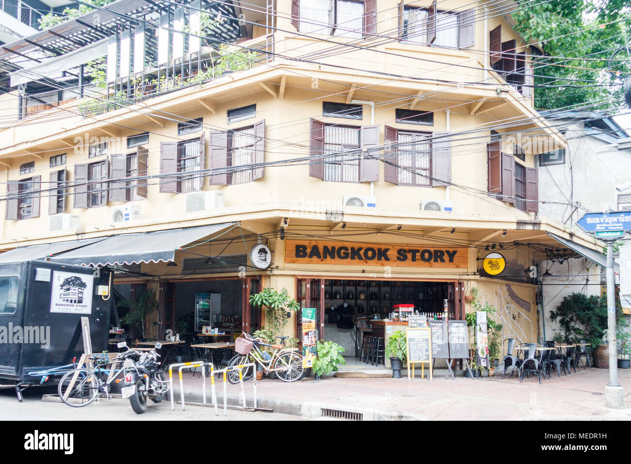 The Bangkok Story, cafe, restaurant, hostel, Chinatown, Bangkok, Thailand Stock Photo