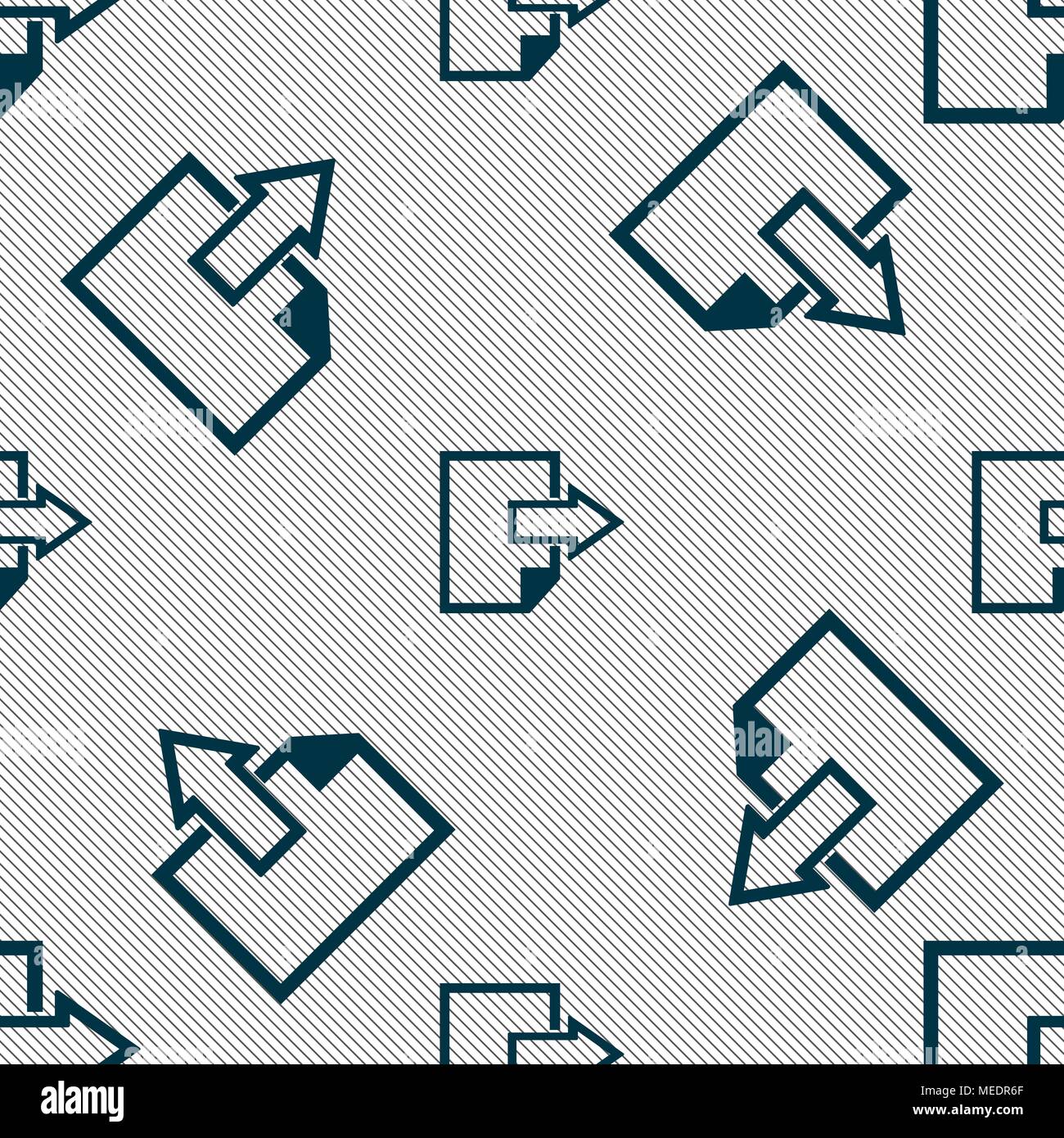 Export file icon. File document symbol. Seamless pattern with geometric texture. Vector illustration Stock Vector