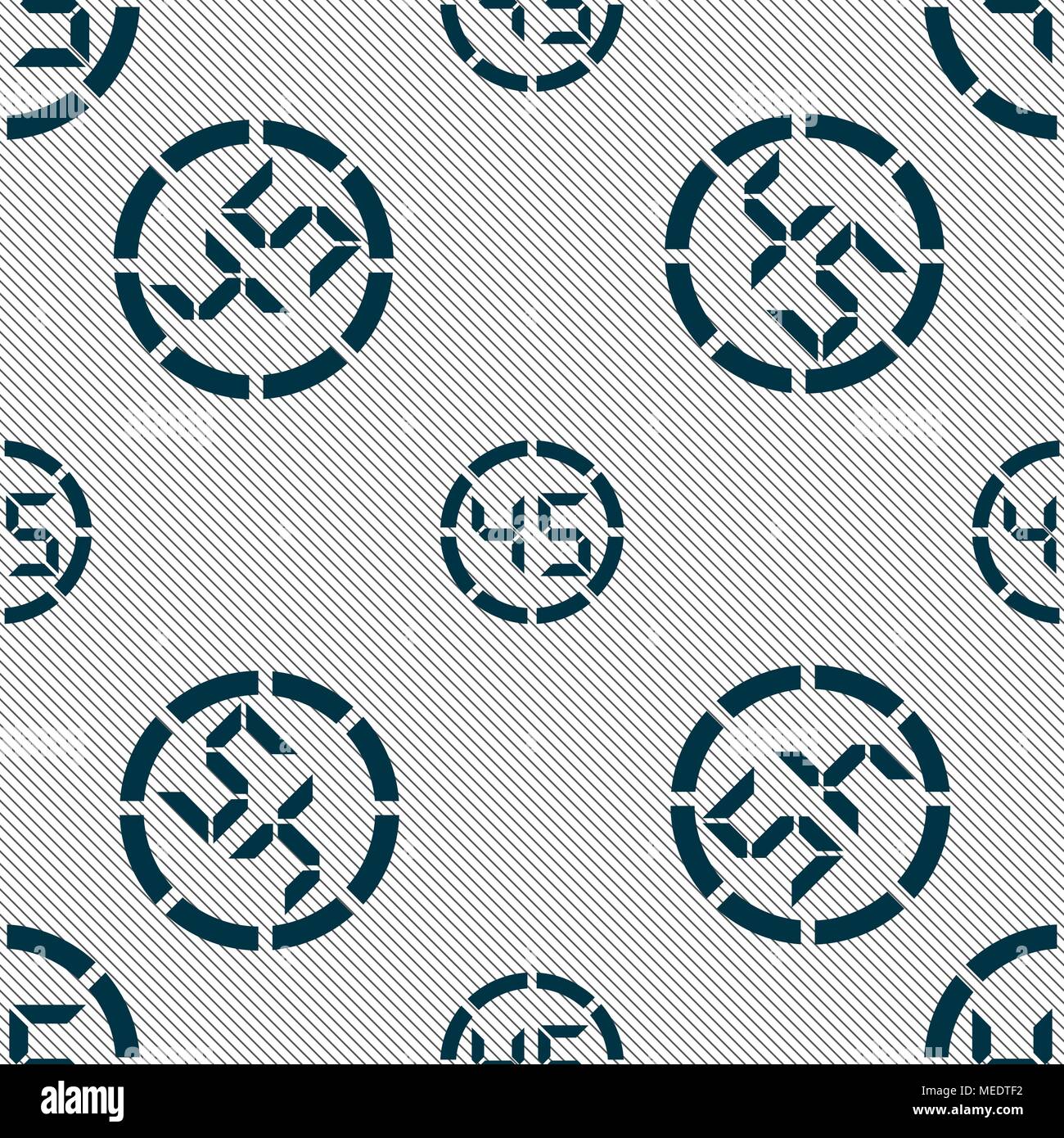 45 second stopwatch icon sign. Seamless pattern with geometric texture ...