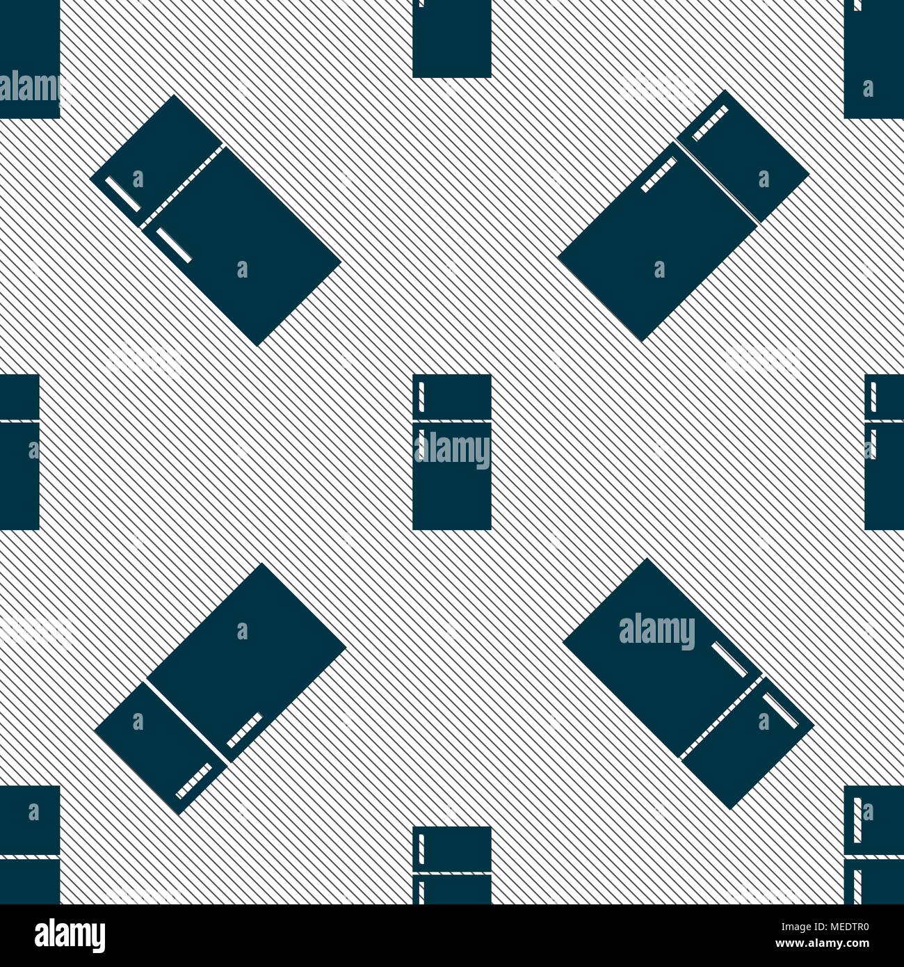 Refrigerator icon sign. Seamless pattern with geometric texture. Vector illustration Stock Vector