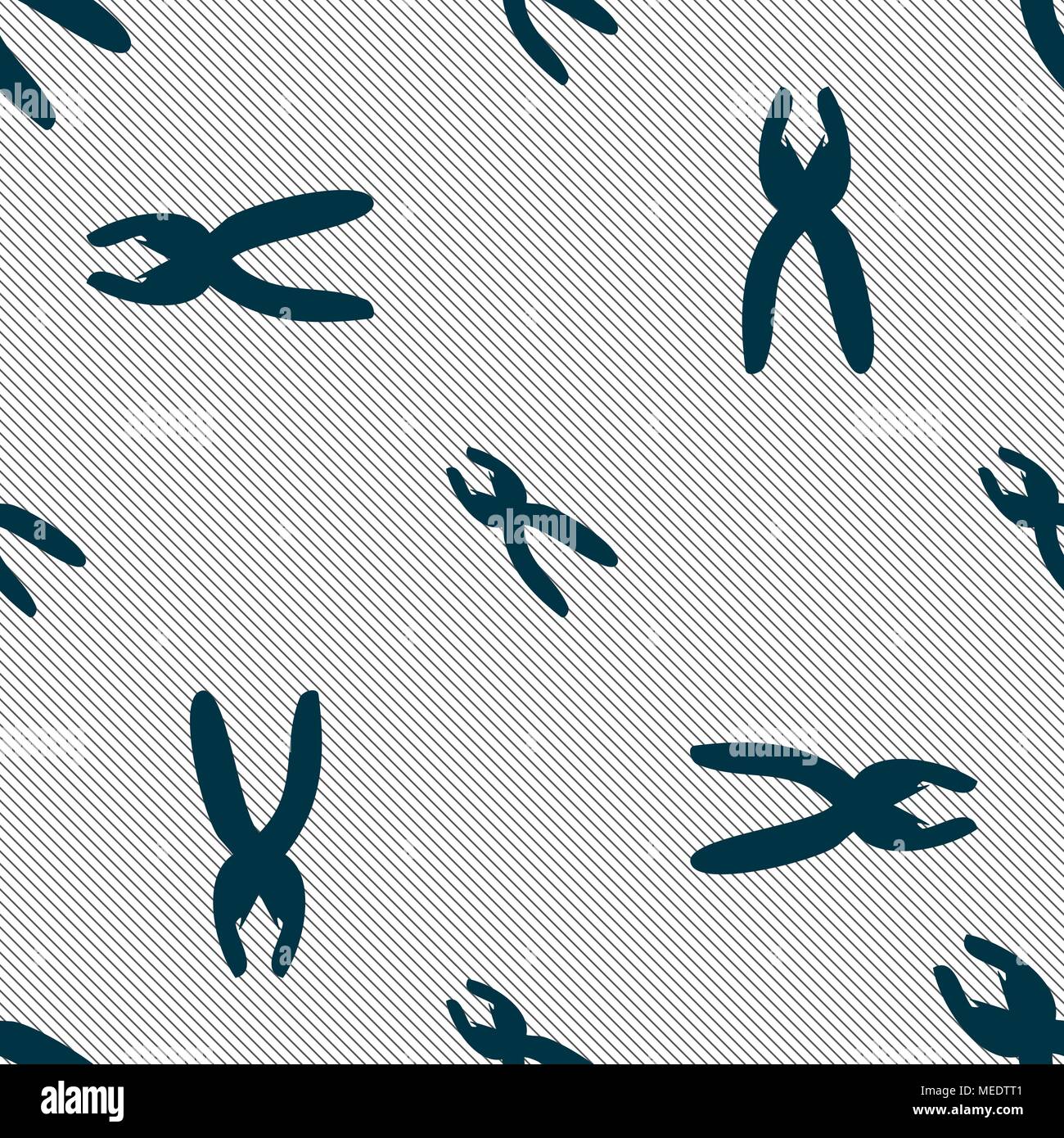 pliers icon sign. Seamless pattern with geometric texture. Vector illustration Stock Vector