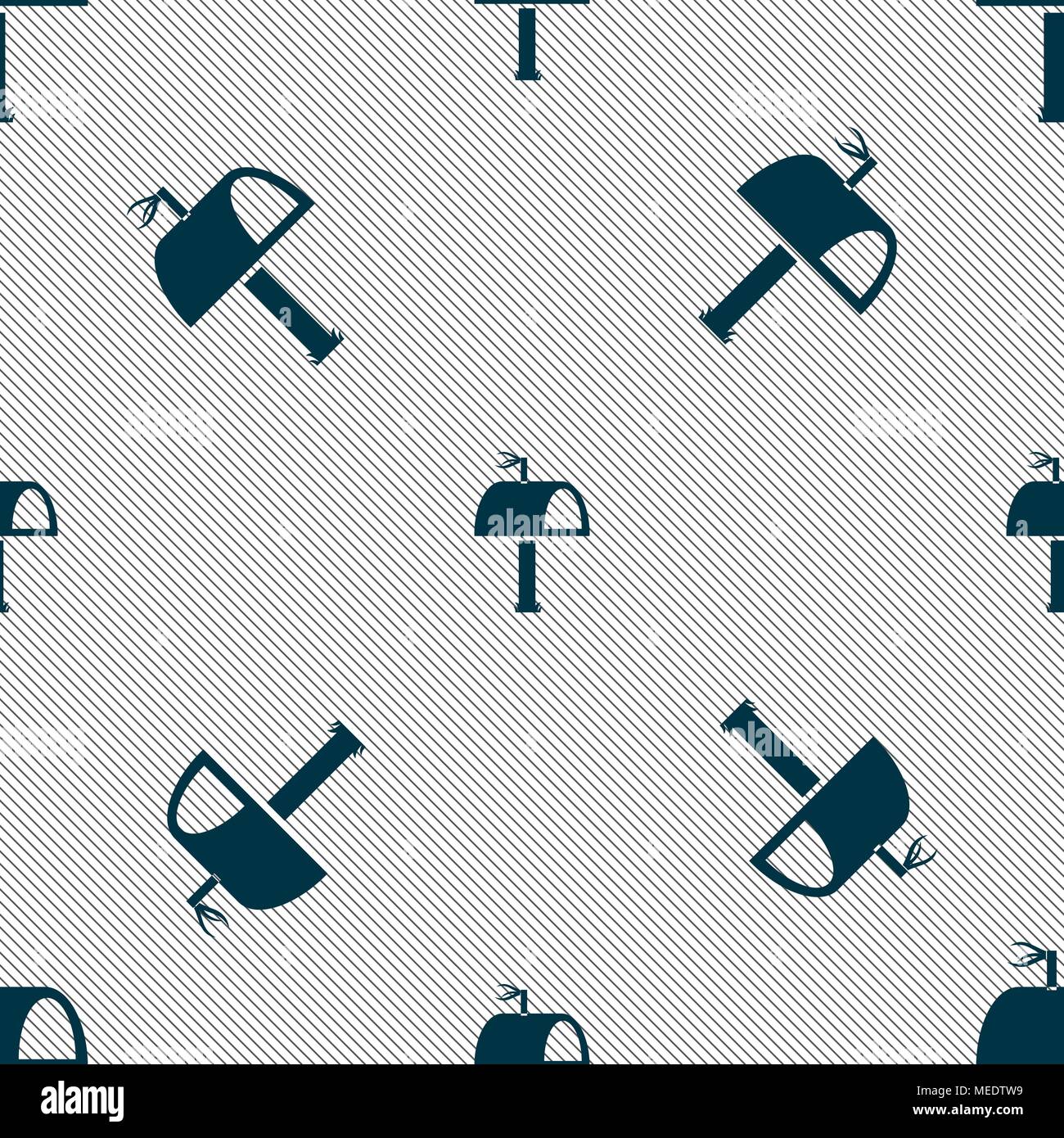 Mailbox icon sign. Seamless pattern with geometric texture. Vector illustration Stock Vector