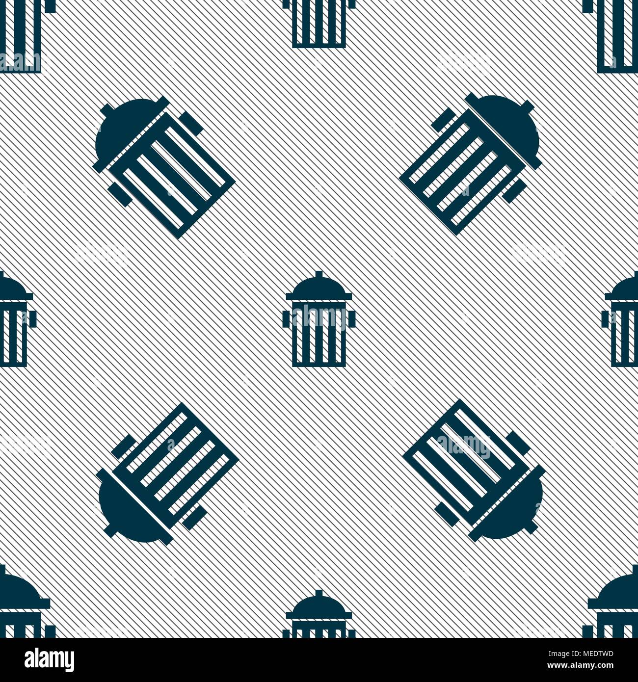 fire hydrant icon sign. Seamless pattern with geometric texture. Vector illustration Stock Vector