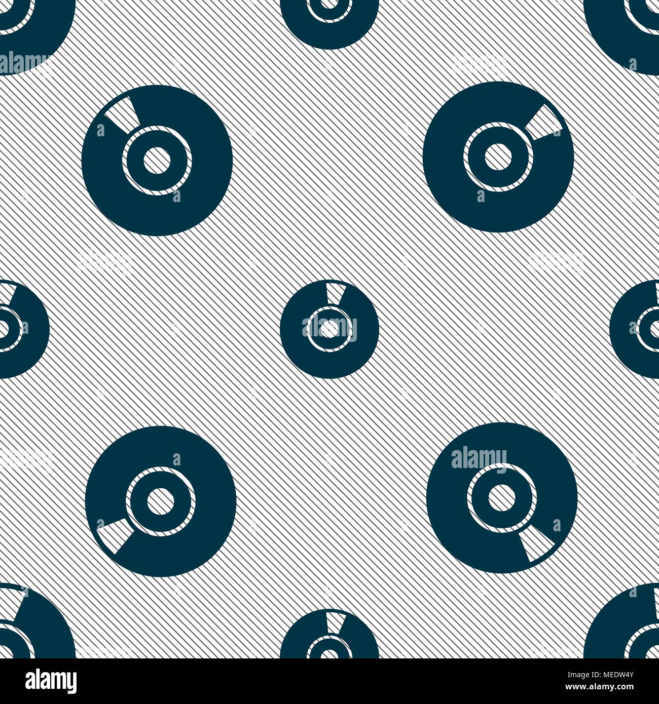 CD or DVD icon sign. Seamless pattern with geometric texture. Vector illustration Stock Vector