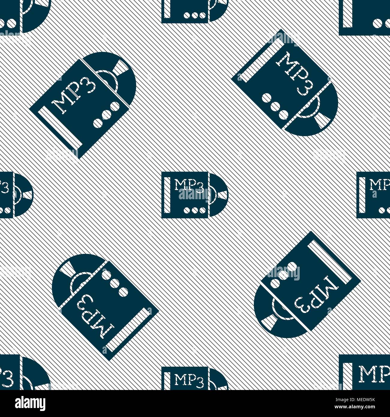 mp3 player icon sign. Seamless pattern with geometric texture. Vector illustration Stock Vector