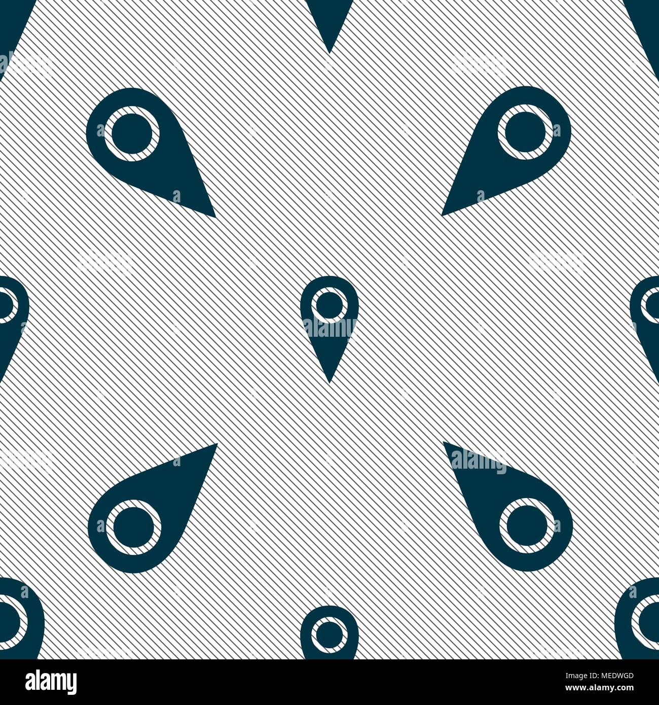 Map pointer icon sign. Seamless pattern with geometric texture. Vector ...