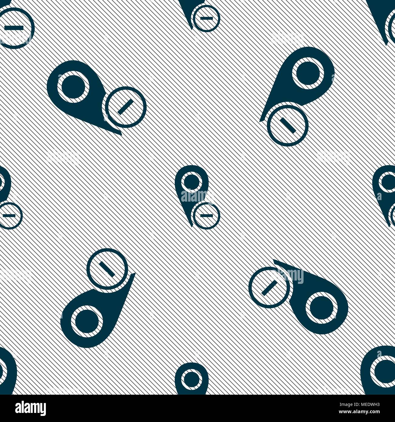 Map pointer icon sign. Seamless pattern with geometric texture. Vector illustration Stock Vector