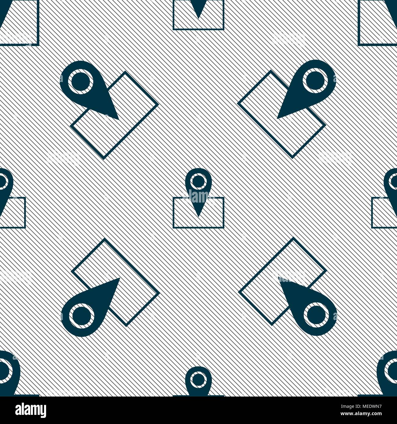 Map pointer icon sign. Seamless pattern with geometric texture. Vector ...