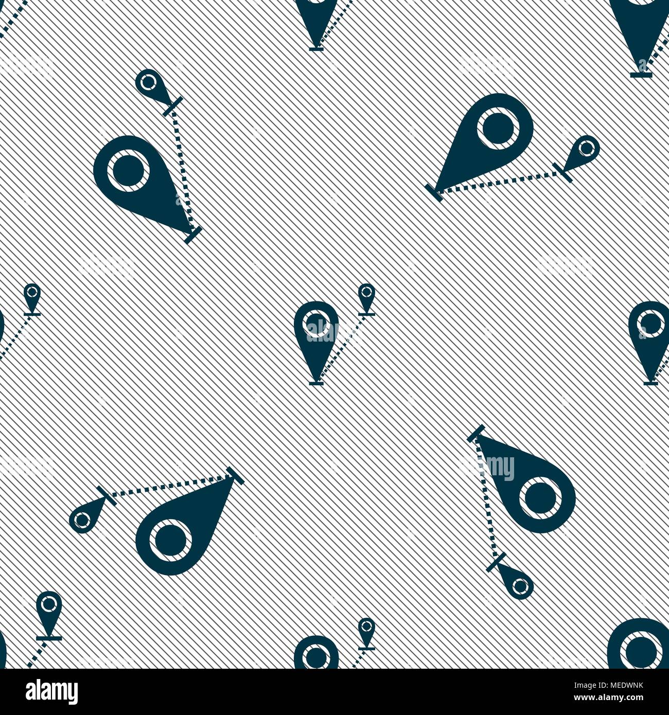 Map pointer icon sign. Seamless pattern with geometric texture. Vector ...