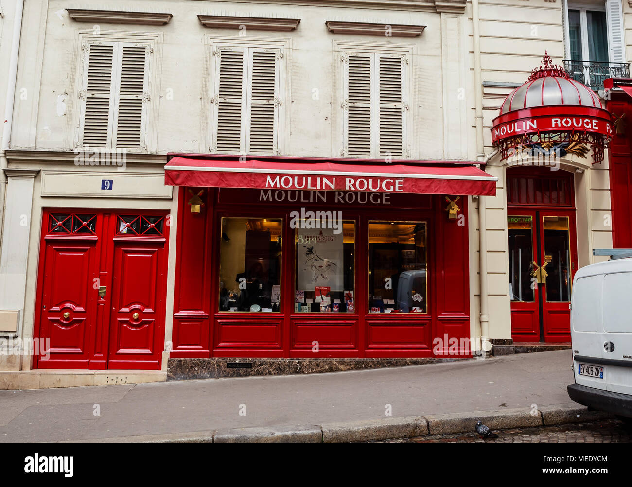 Shop Moulin Rouge. Rue Lepic. Paris, France Stock Photo