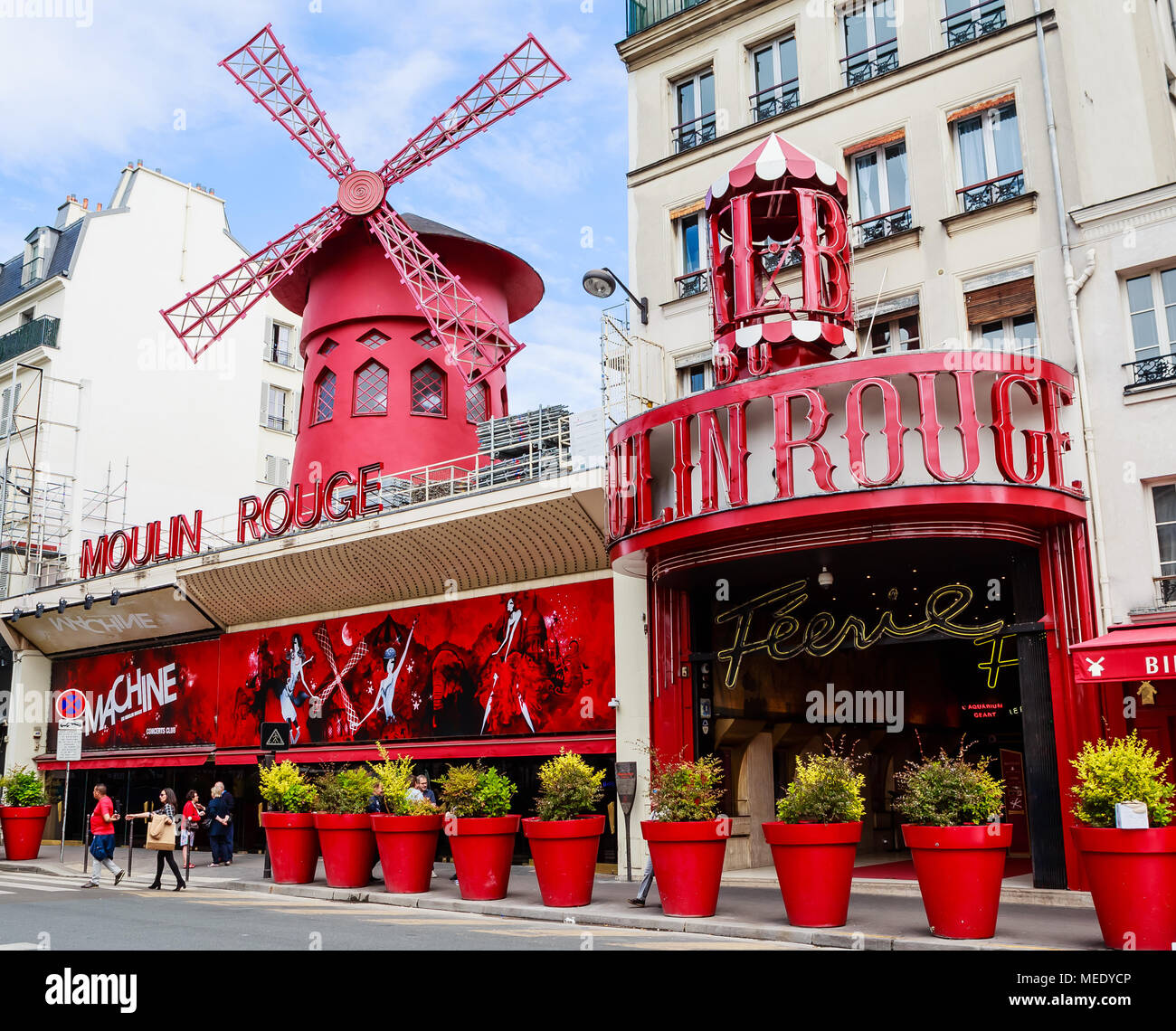 Paris, France. Moulin Rouge is a famous cabaret built in 1889, locating in the red-light district of Pigalle Stock Photo - Alamy