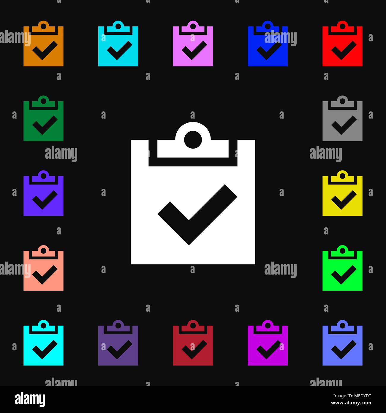 Check mark, tik icon sign. Lots of colorful symbols for your design ...