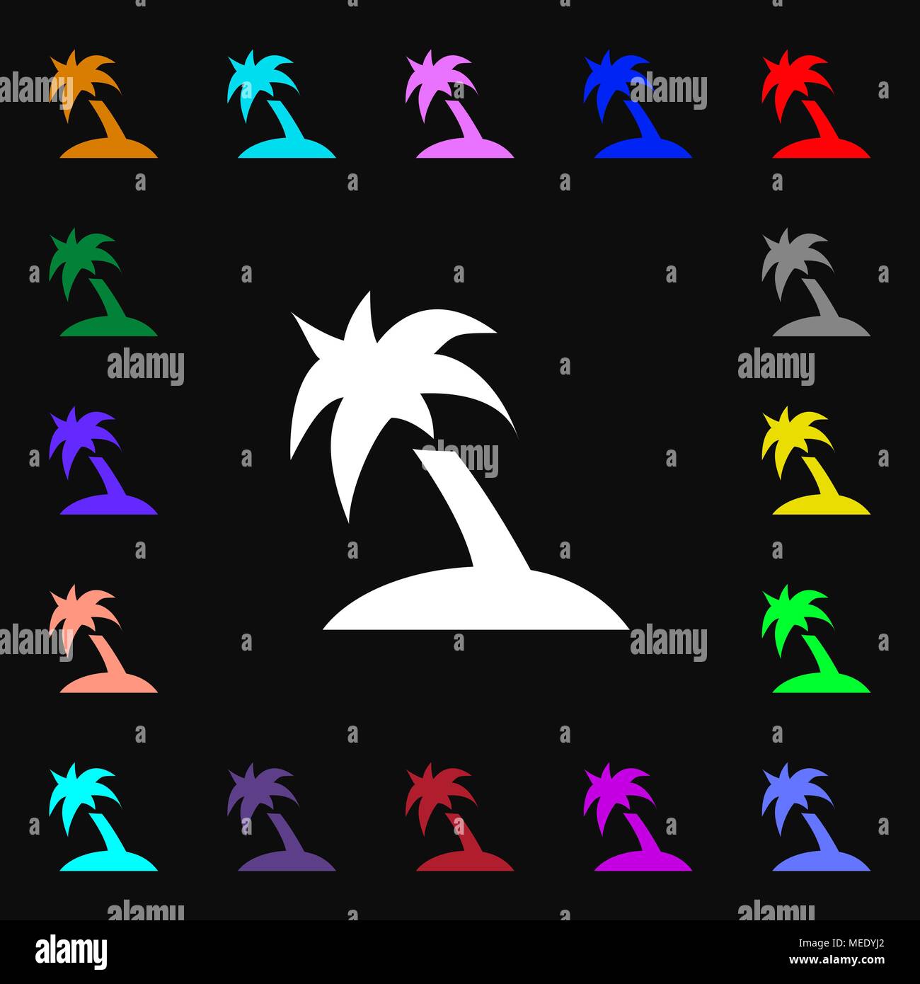 Palm Tree, Travel trip icon sign. Lots of colorful symbols for your ...