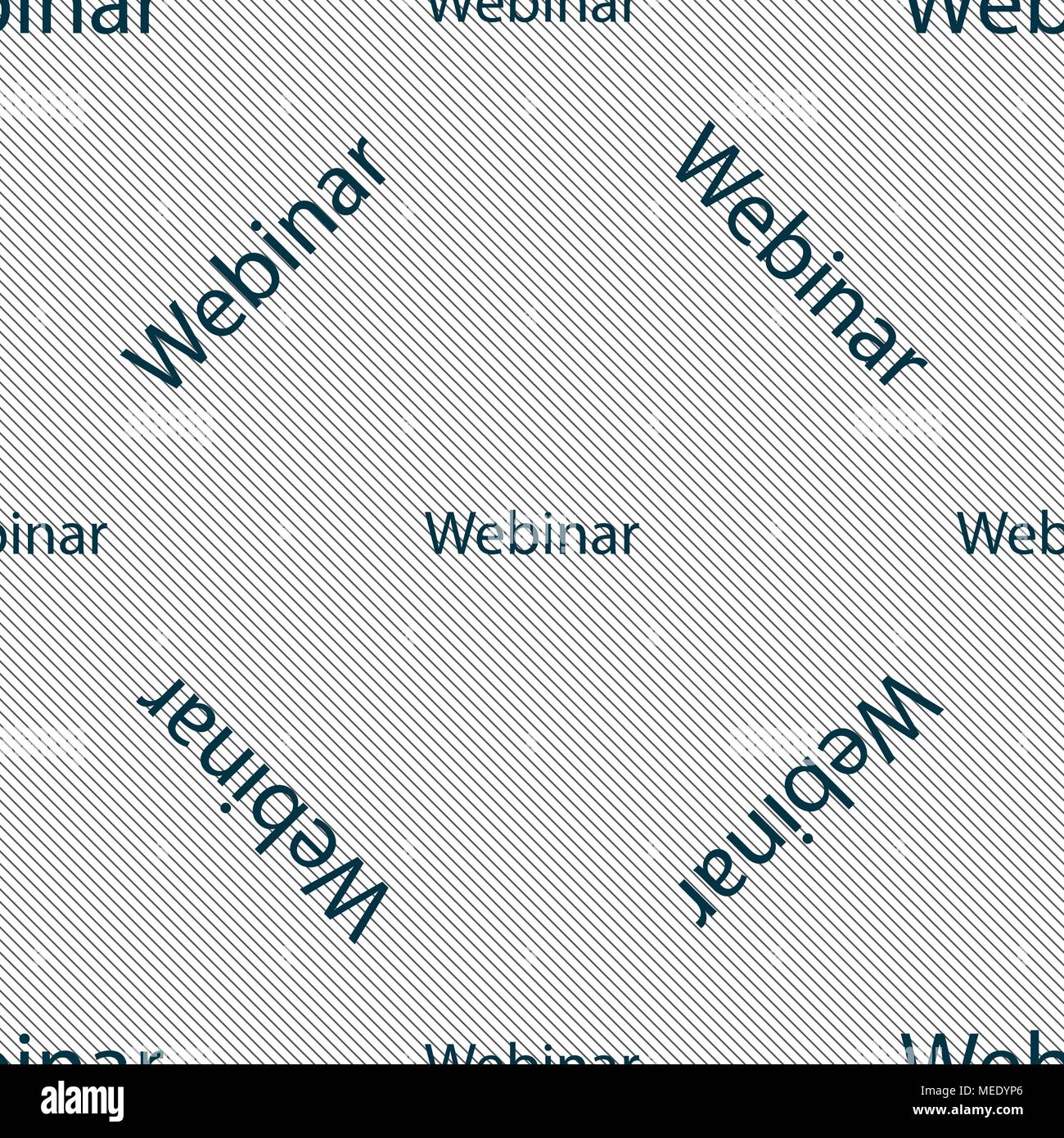 Webinar web camera sign icon. Online Web-study symbol. Seamless pattern with geometric texture. Vector illustration Stock Vector
