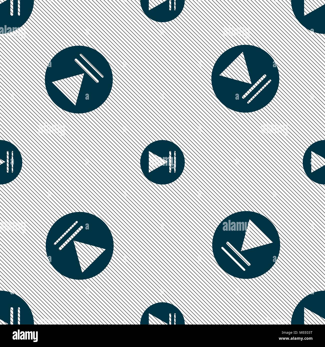 play button icon. Seamless pattern with geometric texture. Vector illustration Stock Vector