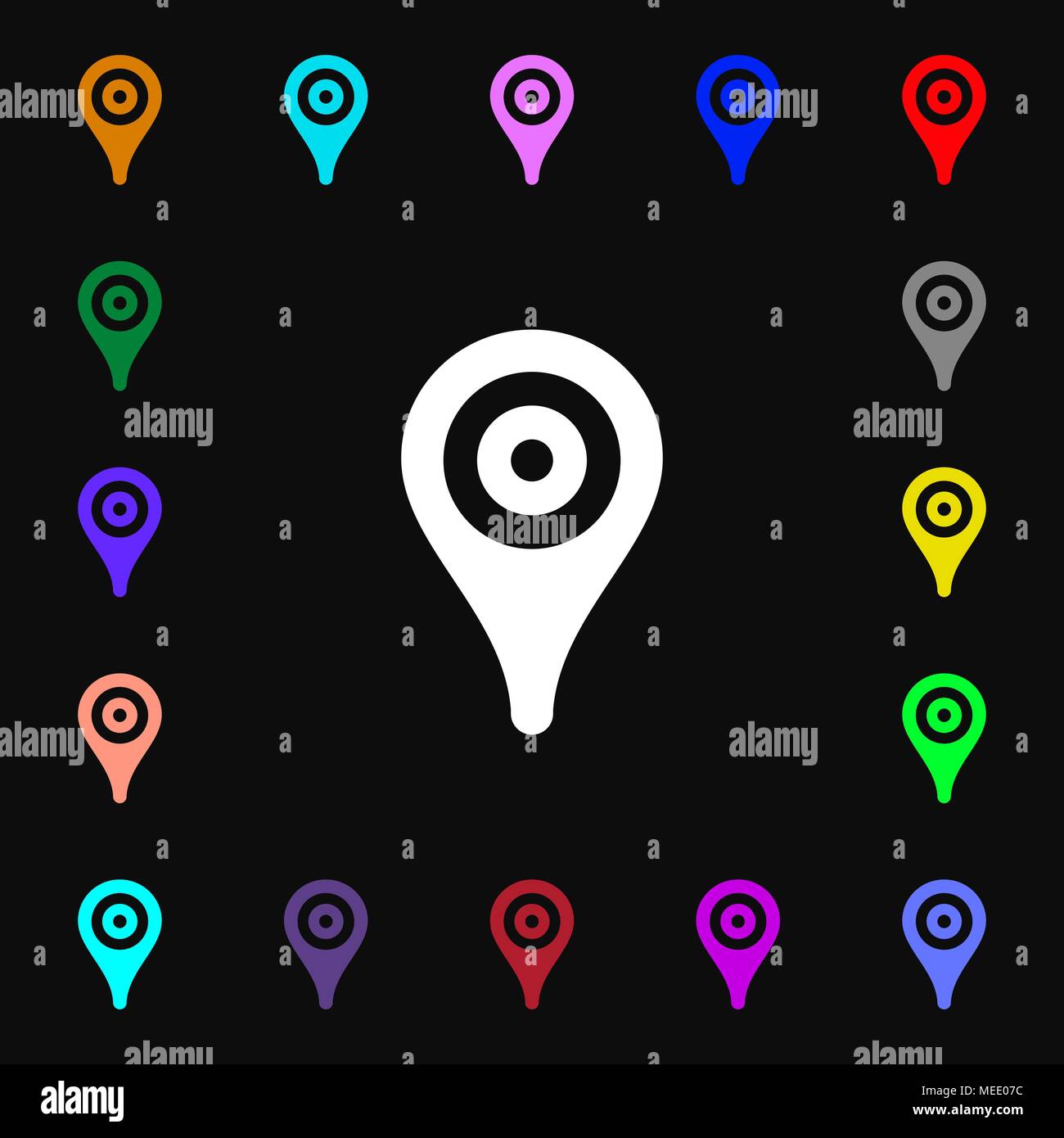 Map pointer, GPS location  icon sign. Lots of colorful symbols for your design. Vector illustration Stock Vector