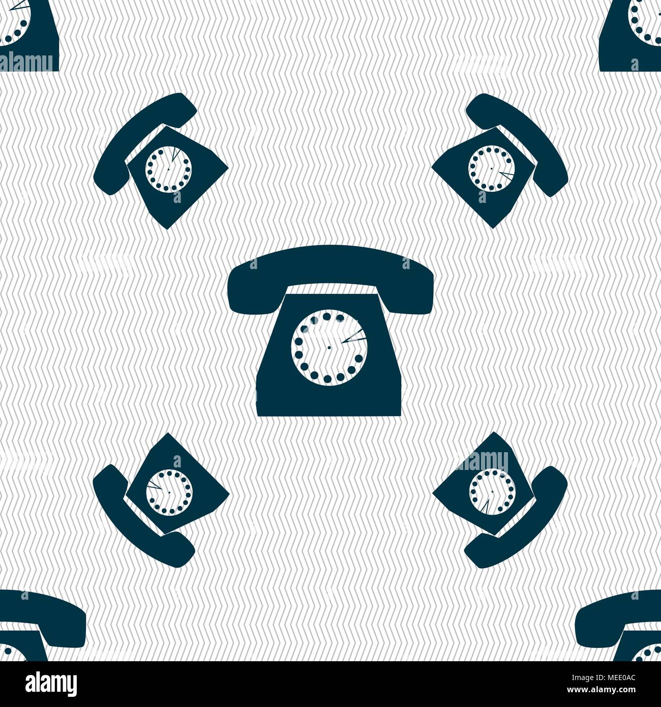 Retro telephone icon symbol. Seamless pattern with geometric texture. Vector illustration Stock Vector