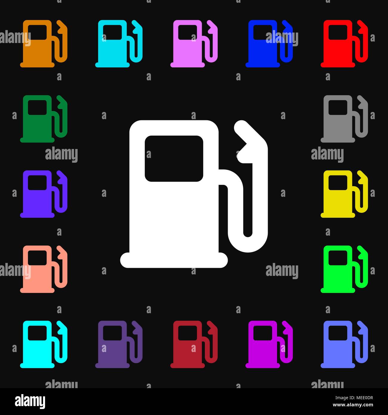 Petrol or Gas station, Car fuel icon sign. Lots of colorful symbols for ...