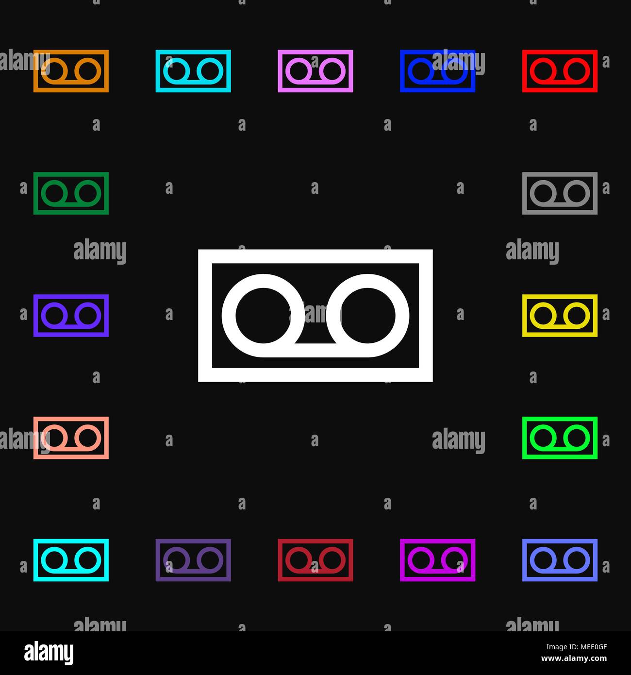 audio cassette icon sign. Lots of colorful symbols for your design ...