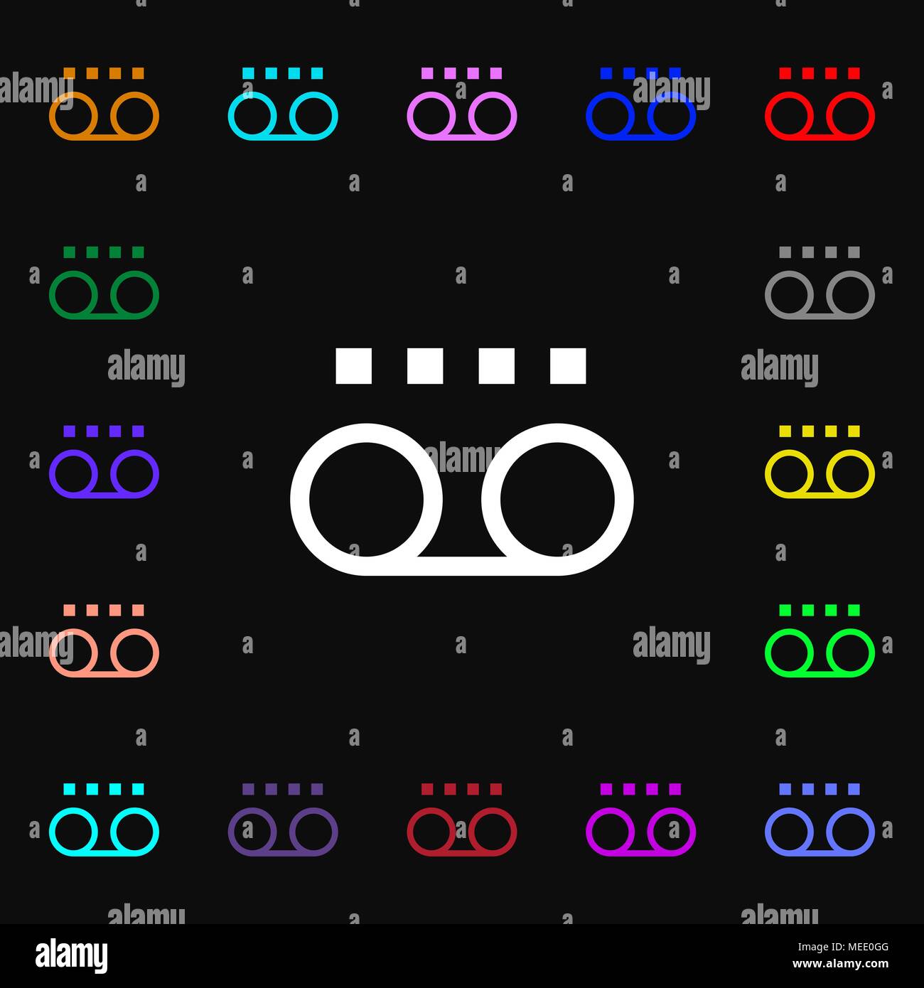 audio cassette icon sign. Lots of colorful symbols for your design ...