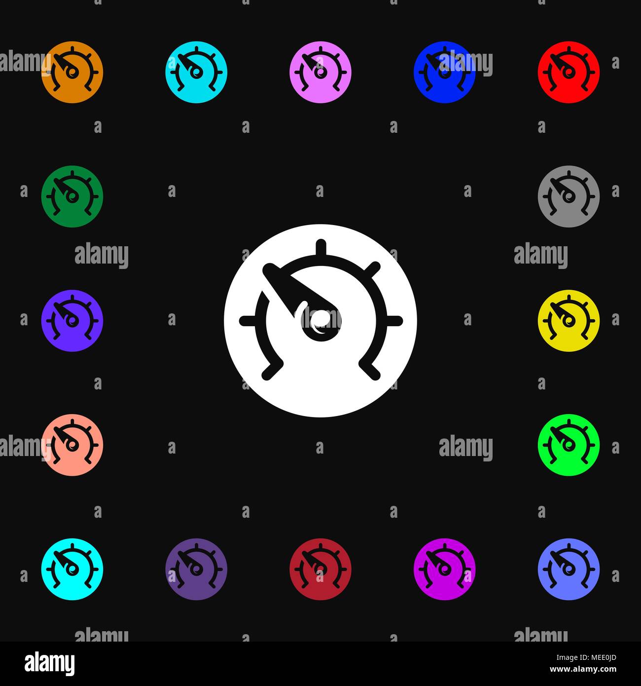 speed, speedometer icon sign. Lots of colorful symbols for your design