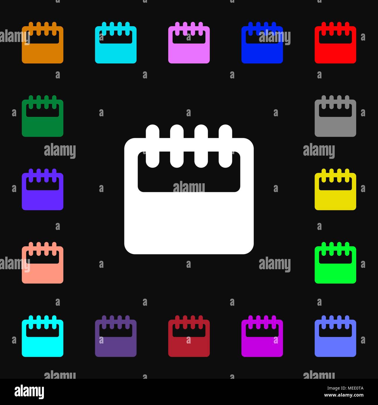 Notepad, calendar icon sign. Lots of colorful symbols for your design ...