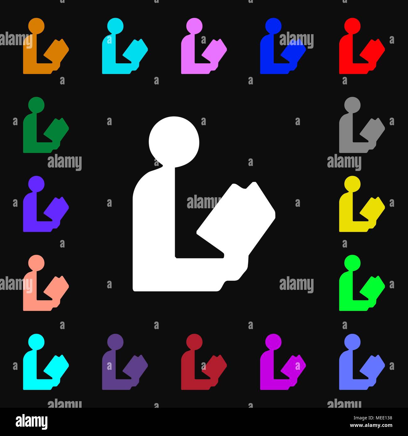 read a book icon sign. Lots of colorful symbols for your design. Vector ...