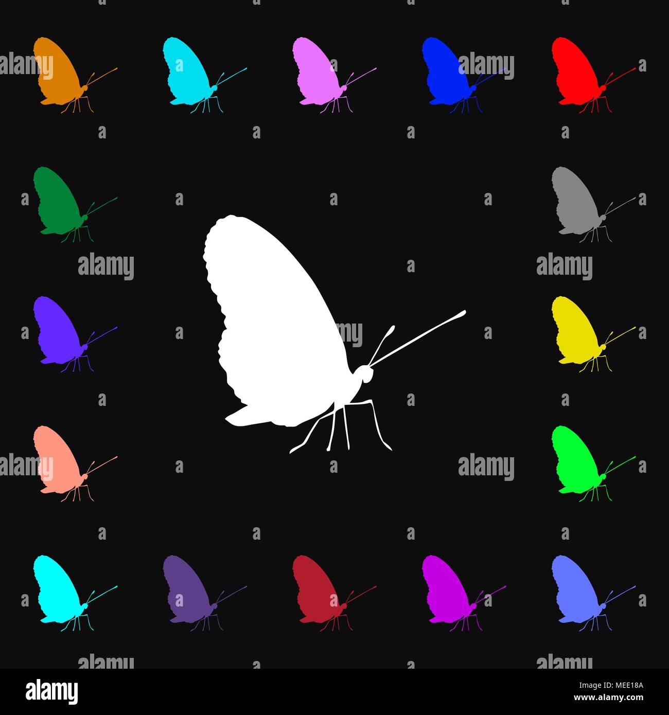 butterfly icon sign. Lots of colorful symbols for your design. Vector ...