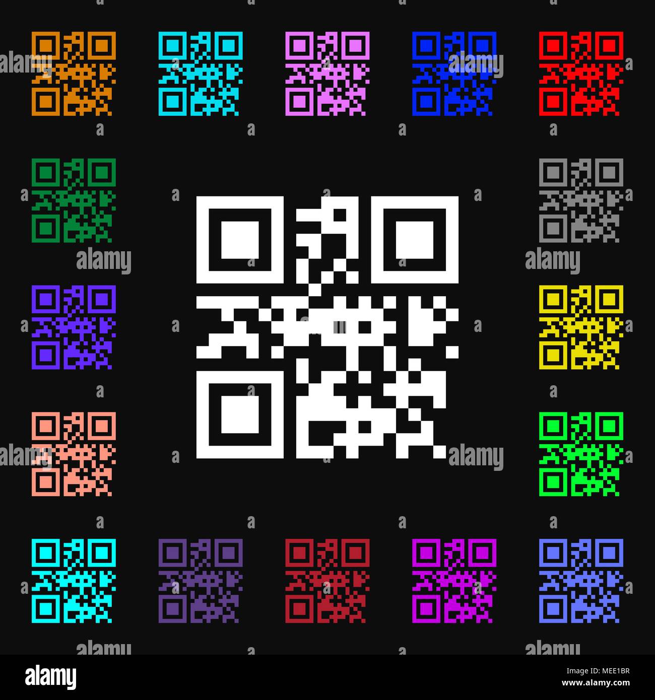 Qr code icon sign. Lots of colorful symbols for your design. Vector