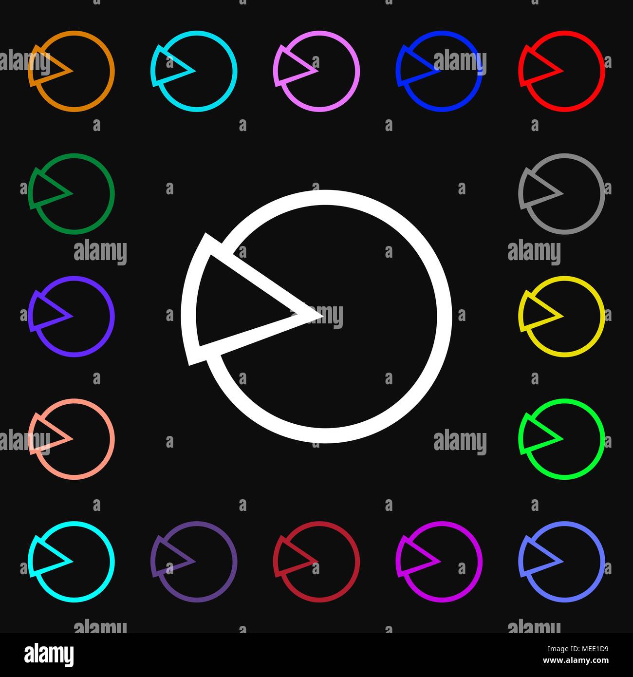 Pie chart graph icon sign. Lots of colorful symbols for your design ...