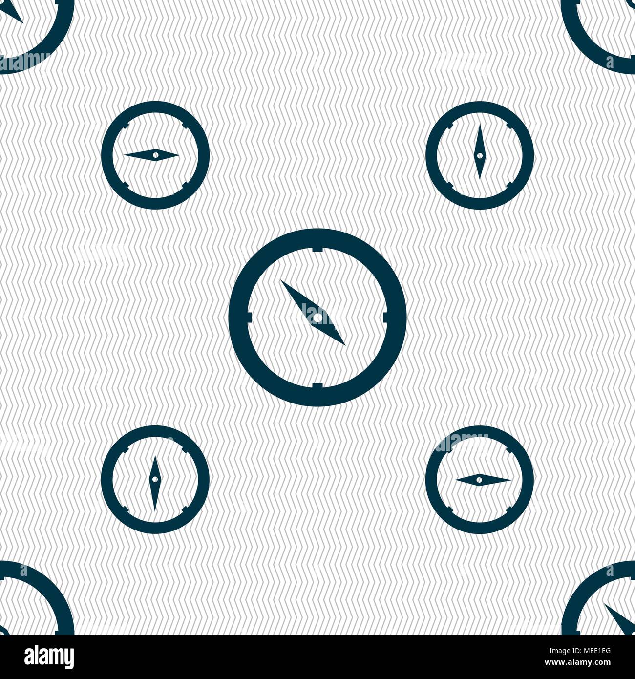 Compass sign icon. Windrose navigation symbol. Seamless pattern with geometric texture. Vector illustration Stock Vector