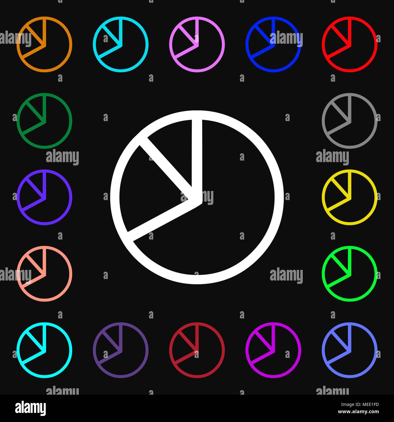 Pie chart graph icon sign. Lots of colorful symbols for your design ...