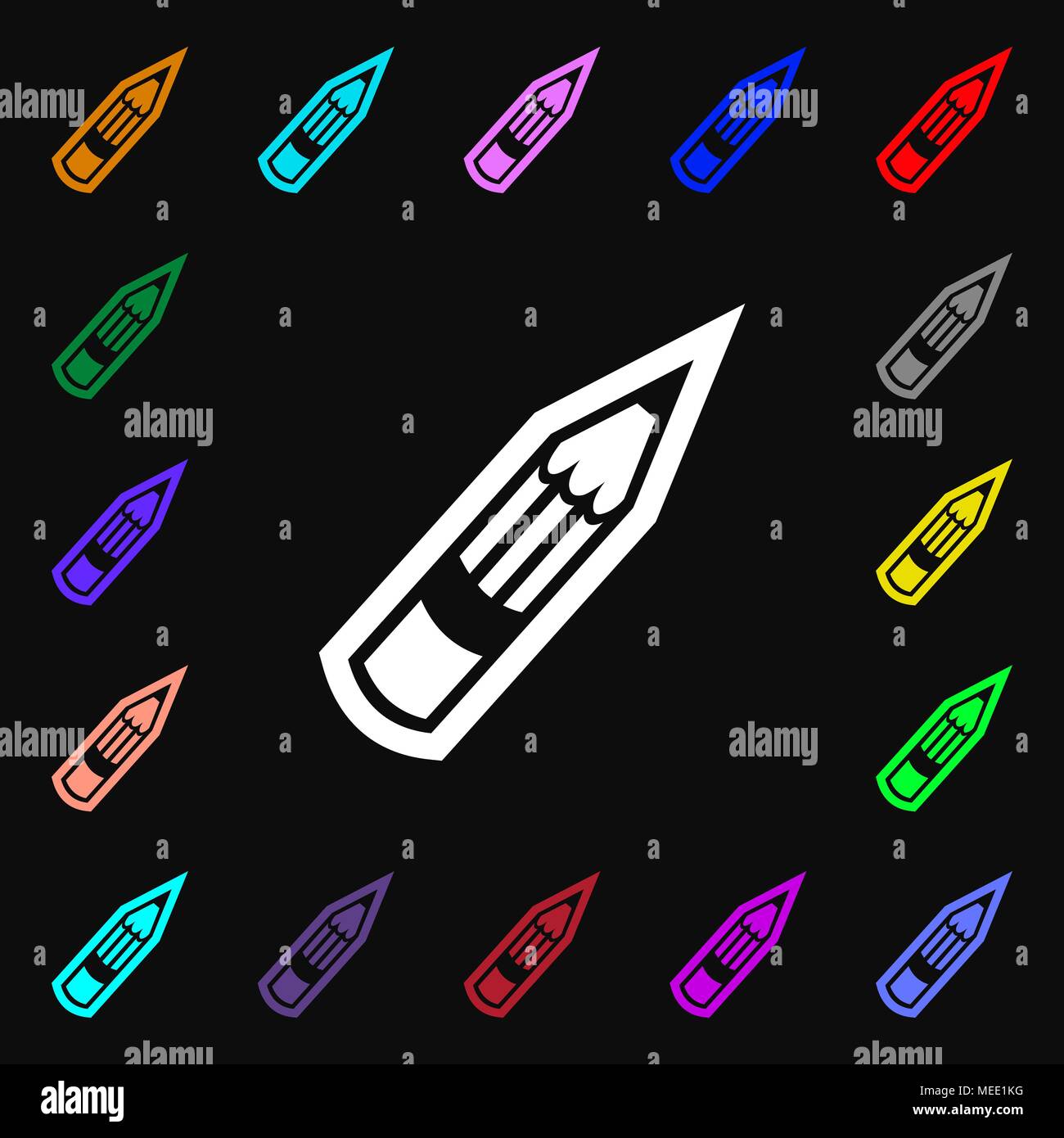 Pencil icon sign. Lots of colorful symbols for your design. Vector ...
