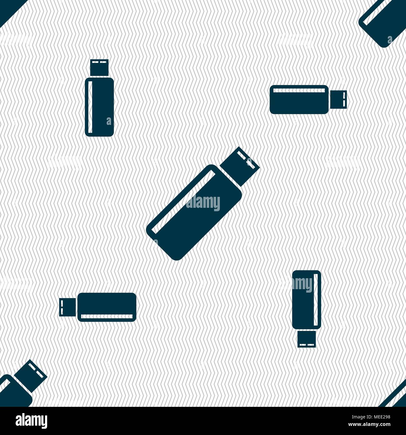 Usb sign icon. Usb flash drive stick symbol. Seamless pattern with ...