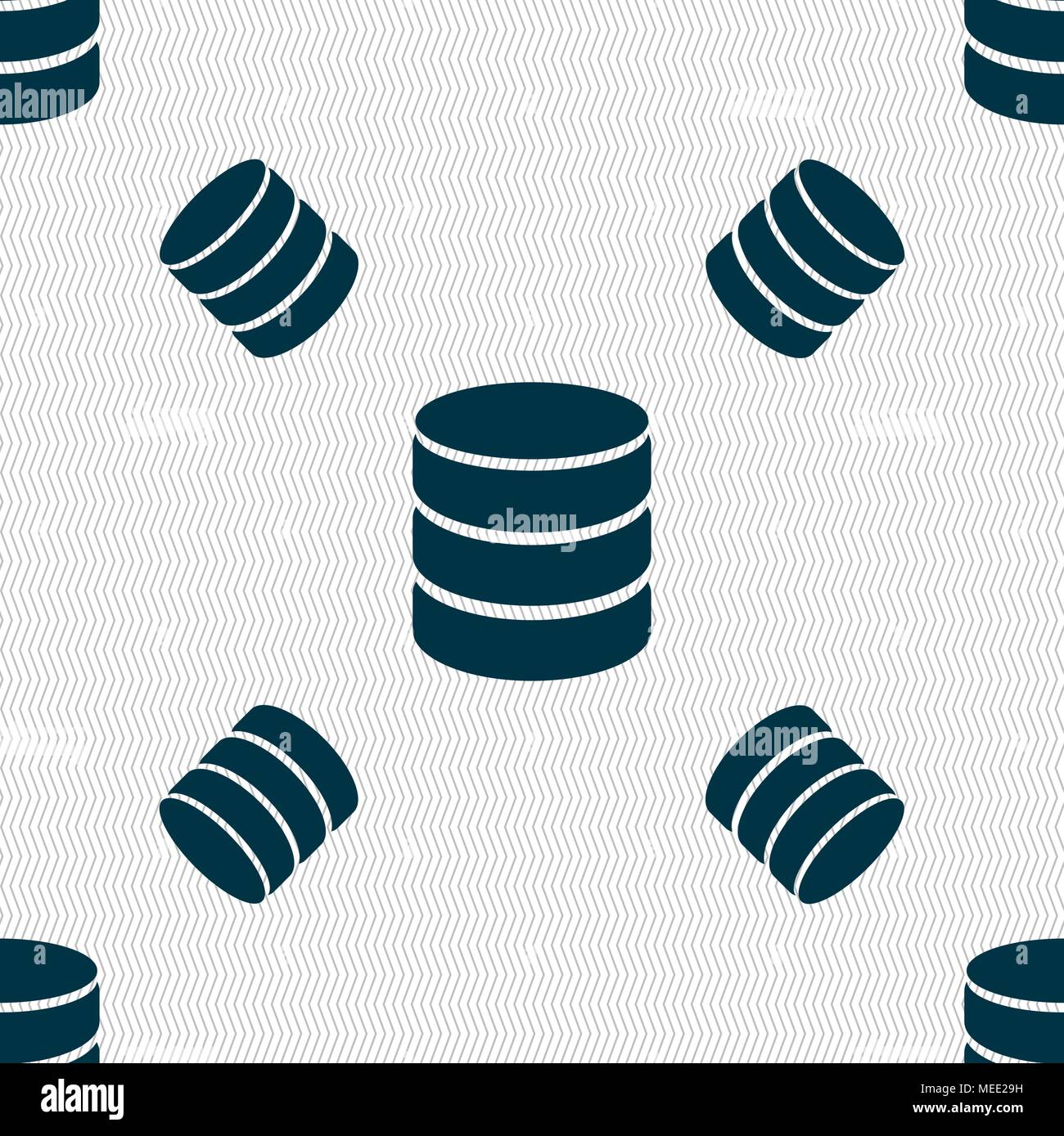 Hard disk and database sign icon. flash drive stick symbol. Seamless pattern with geometric texture. Vector illustration Stock Vector