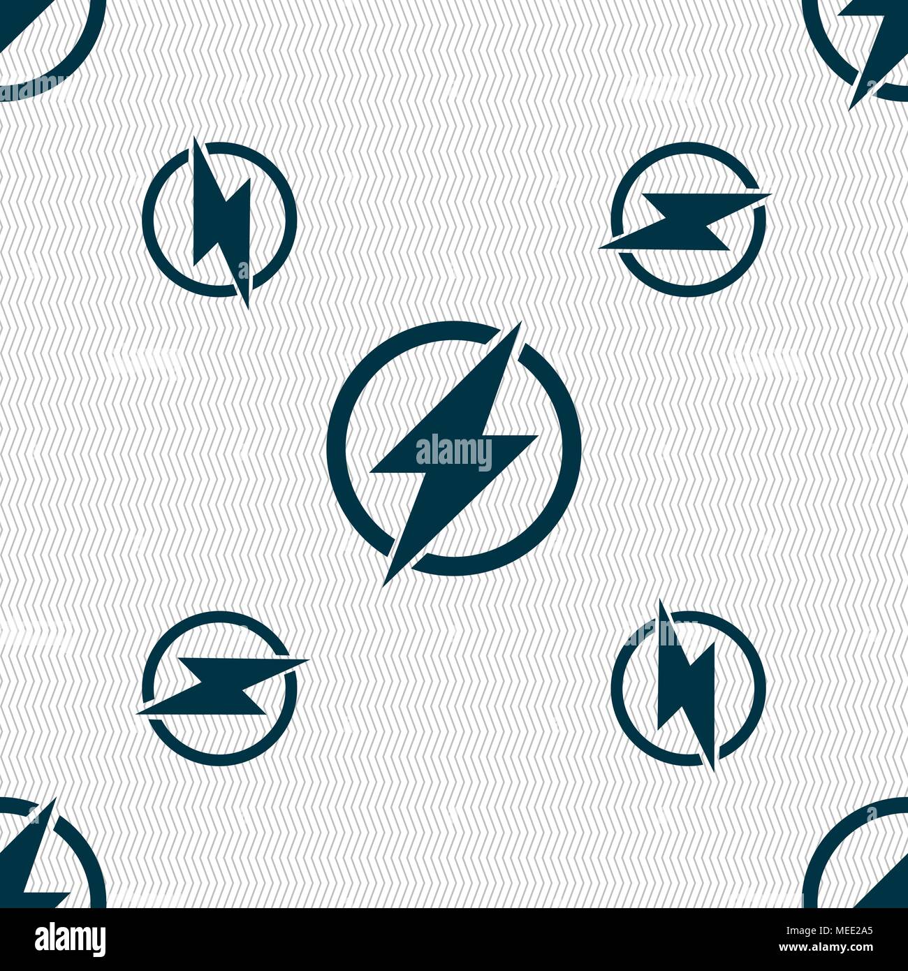 Photo flash sign icon. Lightning symbol. Seamless pattern with geometric texture. Vector illustration Stock Vector