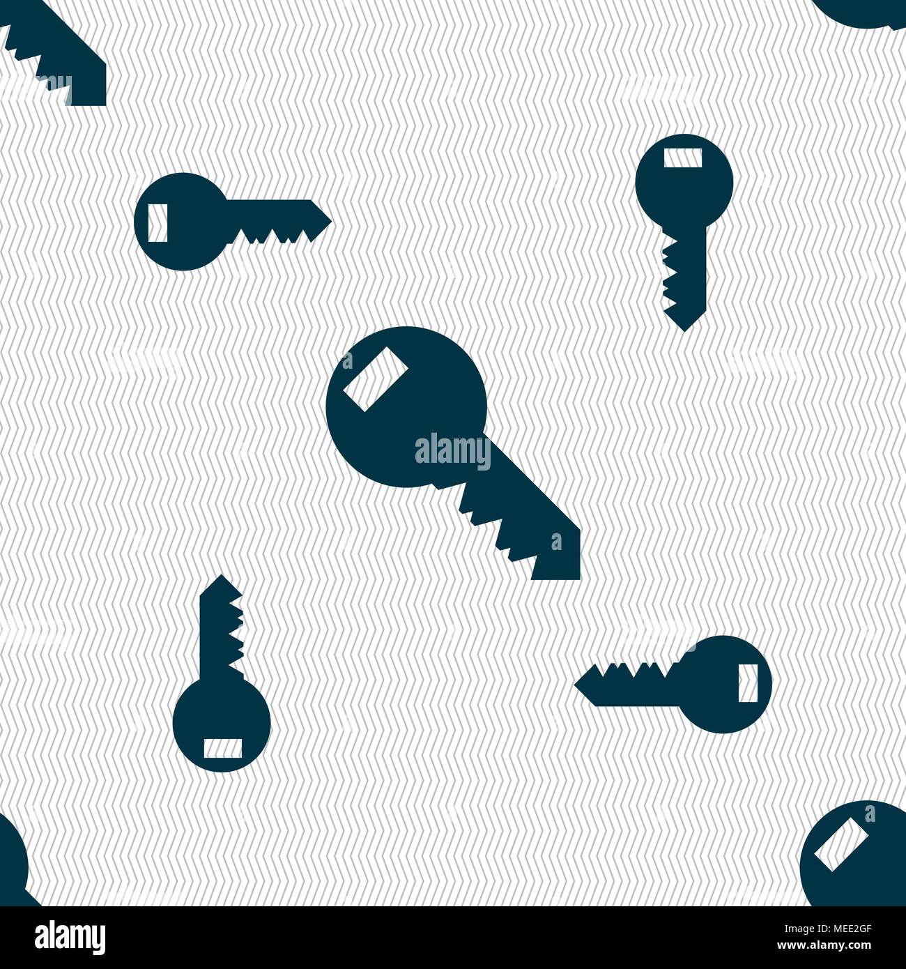 Key sign icon. Unlock tool symbol.. Seamless pattern with geometric texture. Vector illustration Stock Vector