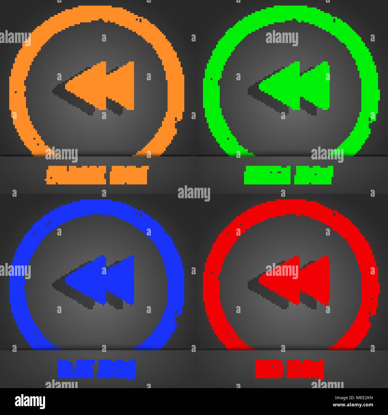 rewind icon symbol. Fashionable modern style. In the orange, green ...