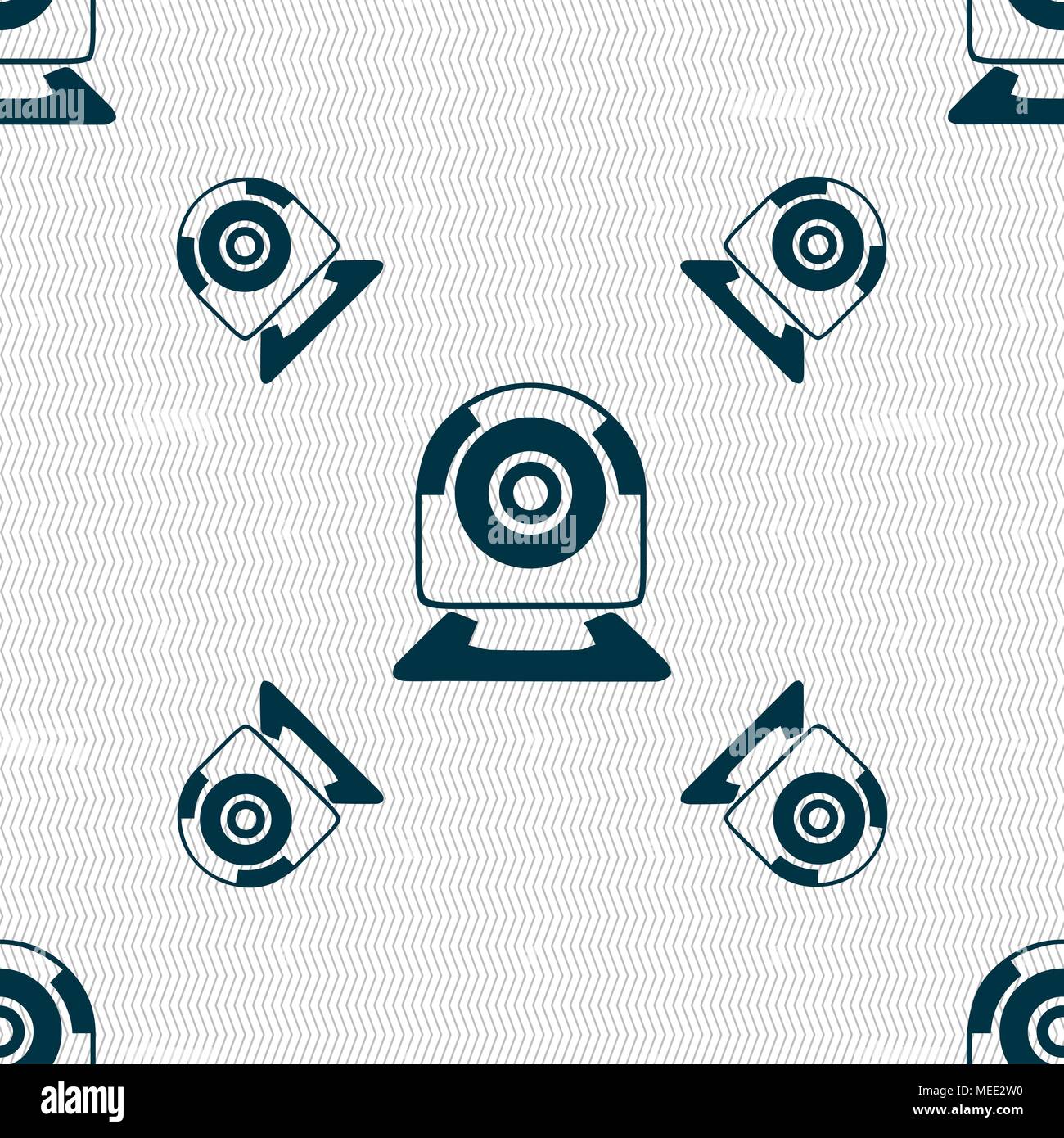 Webcam sign icon. Web video chat symbol. Camera chat. Seamless pattern with geometric texture. Vector illustration Stock Vector